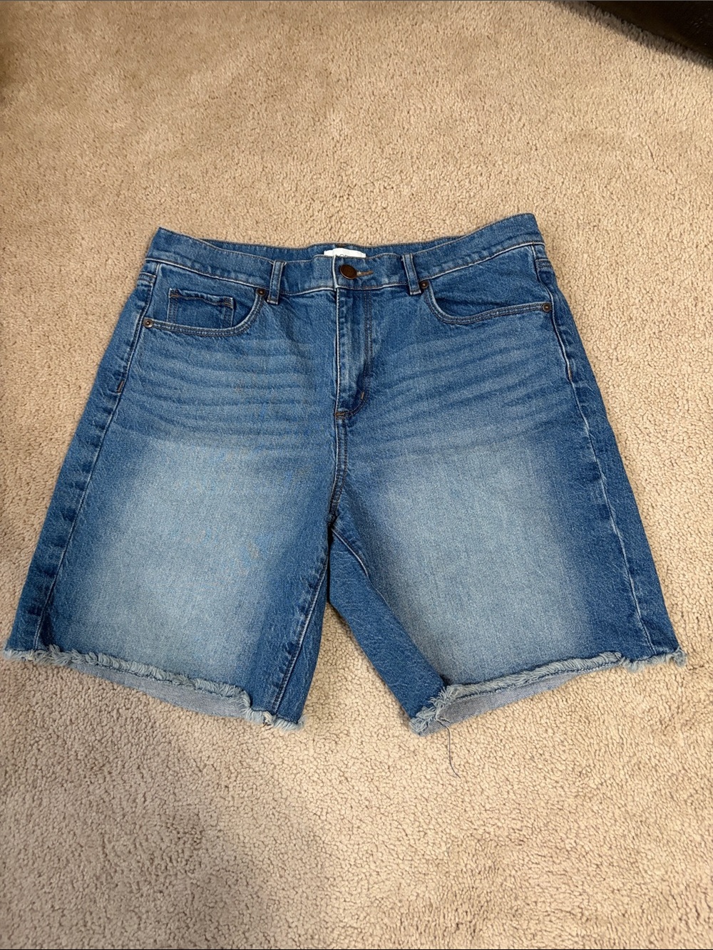 LOFT Bermuda Jean Shorts with Frayed Hem